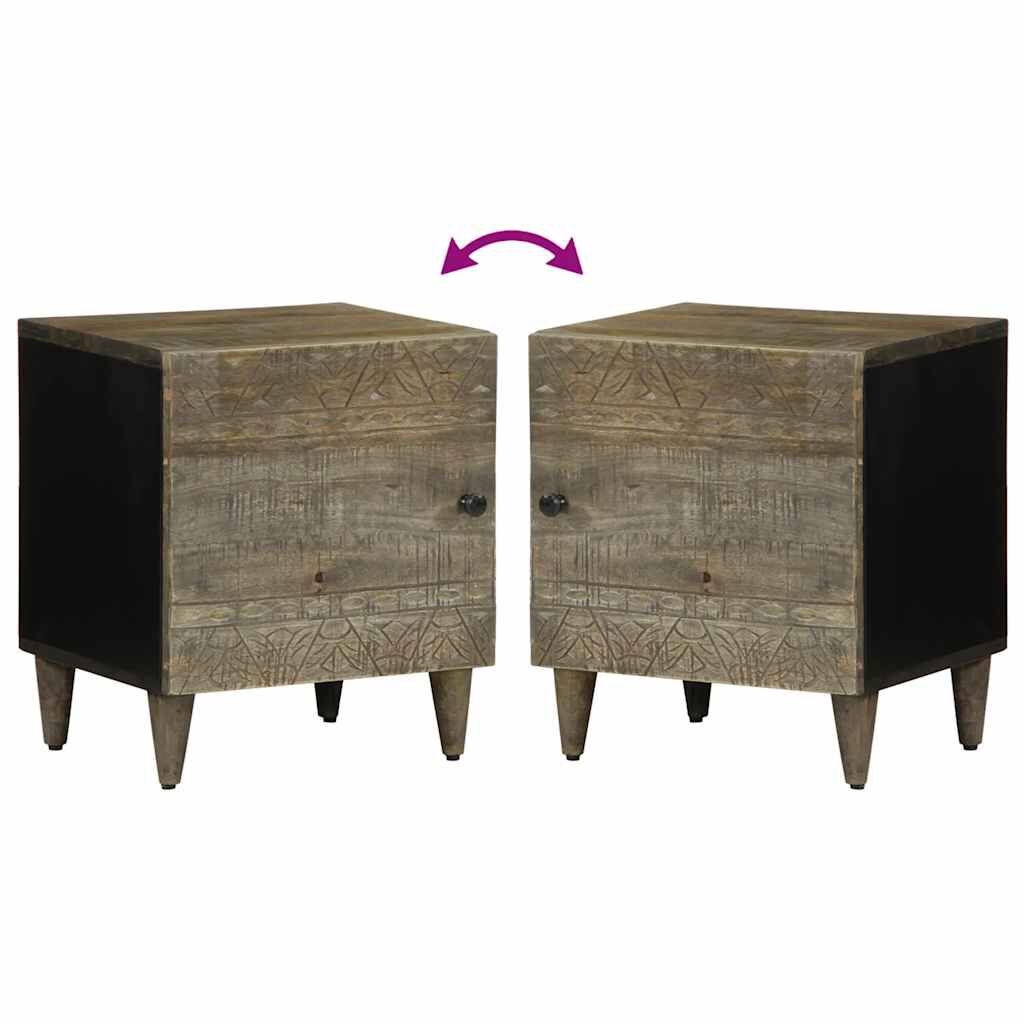 vidaXL Κομοδίνα 2 τεμάχια ανοιχτό γκρι 40x33x46 cm μασίφ ξύλο Mango