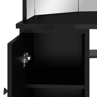 vidaXL Μπουντουάρ Γωνιακό με LED Μαύρο 111 x 54 x 141,5 εκ.