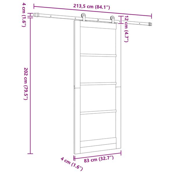 vidaXL Συρόμενη Πόρτα ORKDAL Καφέ 83 x 202 εκ. Ξύλο και μέταλλο