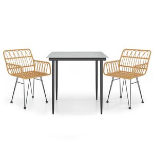 vidaXL Σετ Τραπεζαρίας Κήπου 3 Τεμαχίων από Συνθετικό Ρατάν