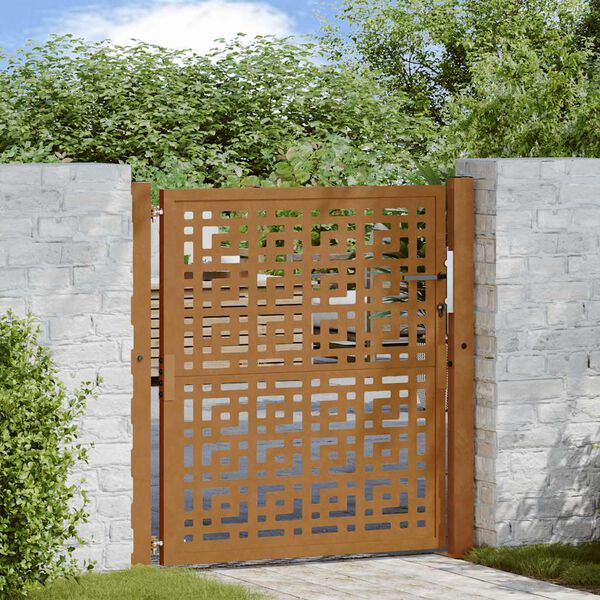 vidaXL Πύλη κήπου 105x105 cm Σταυρός σχεδιασμού από διαβρωμένο χάλυβα