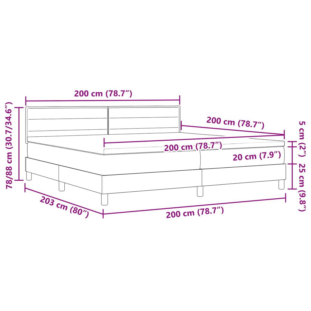vidaXL Κρεβάτι Box Spring με Στρώμα Σκούρο Καφέ 200x200 εκ. Ύφασμα
