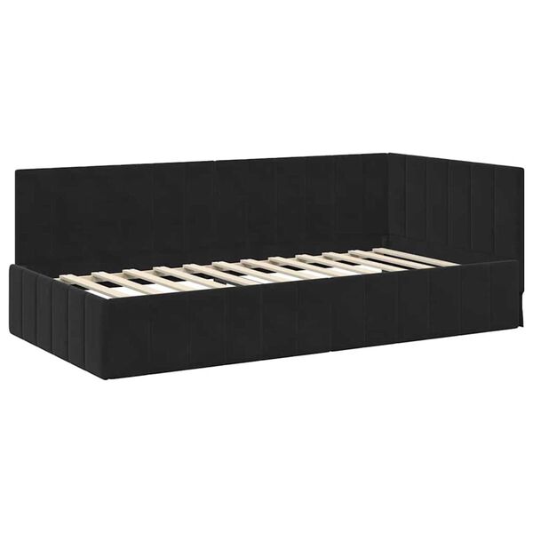 vidaXL Κρεβάτι Γωνίας με κεφαλάρι Μαύρο 100 x 200 cm Βελούδο