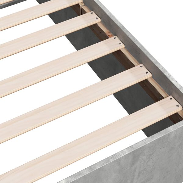 vidaXL Πλαίσιο Κρεβατιού Γκρι Σκυροδέματος 135x190 εκ. Επεξεργ. Ξύλο