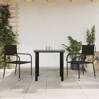 vidaXL Σετ Επίπλων Bistro Κήπου 3 τεμ. Μαύρο Συνθετικό Ρατάν/Ατσάλι