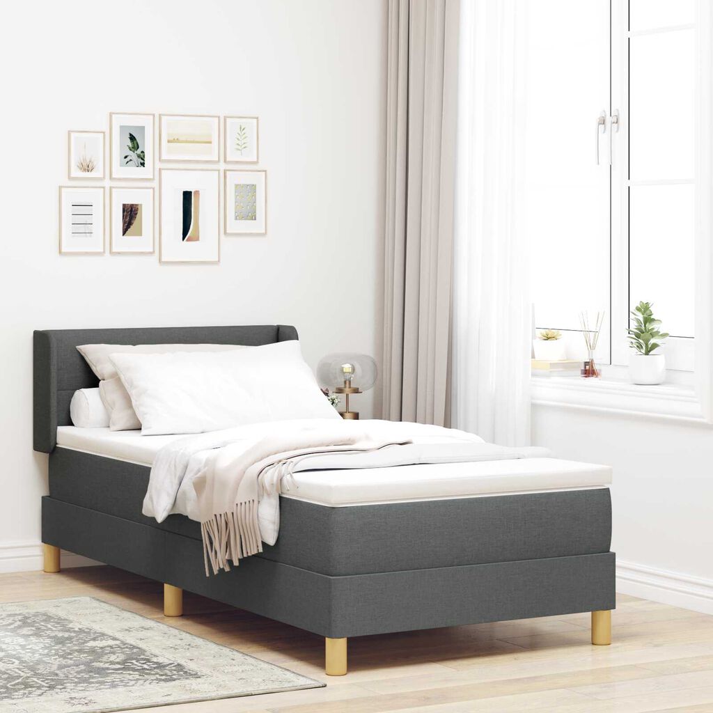 vidaXL Σπαστό Κρεβάτι με Στρώμα Σκούρο Γκρι 100x200 cm Ύφασμα