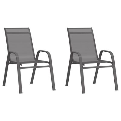 vidaXL Καρέκλες Κήπου Στοιβαζόμενες 2 τεμ. Γκρι από Ύφασμα Textilene