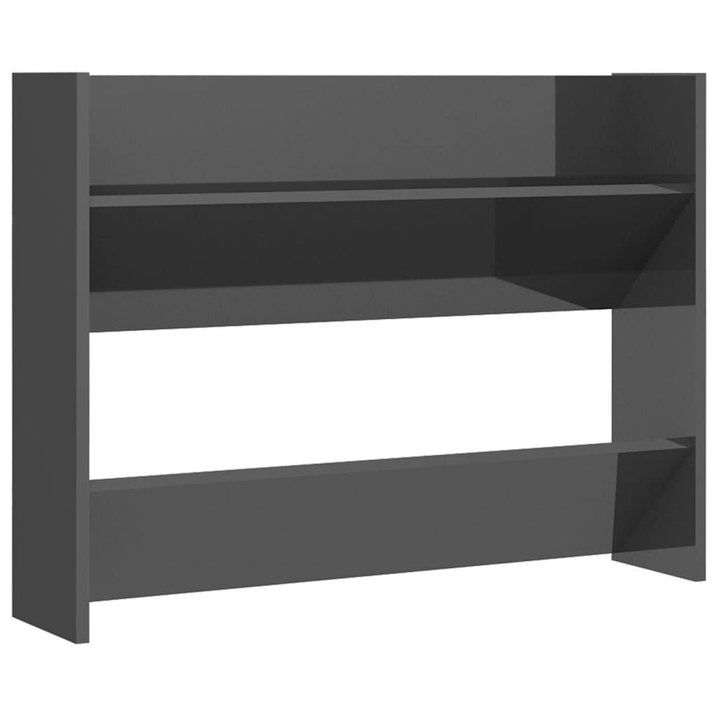 vidaXL Παπουτσοθήκη Τοίχου Γυαλιστερό Γκρι 80x18x60εκ. από Επεξ. Ξύλο