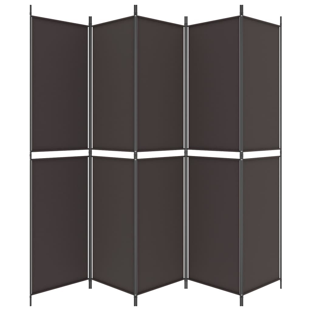 vidaXL Διαχωριστικό Δωματίου με 5 Πάνελ Καφέ 250x220 εκ. από Ύφασμα