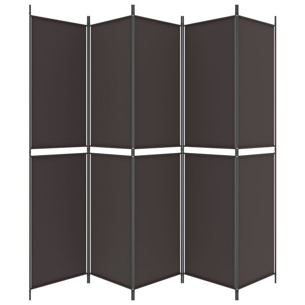 vidaXL Διαχωριστικό Δωματίου με 5 Πάνελ Καφέ 250x220 εκ. από Ύφασμα