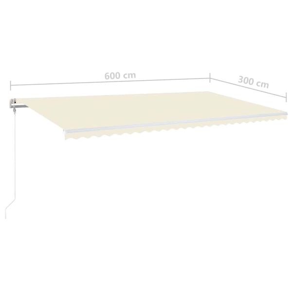 vidaXL Τέντα Αυτόματη με LED & Αισθητήρα Ανέμου Κρεμ 600 x 300 εκ.