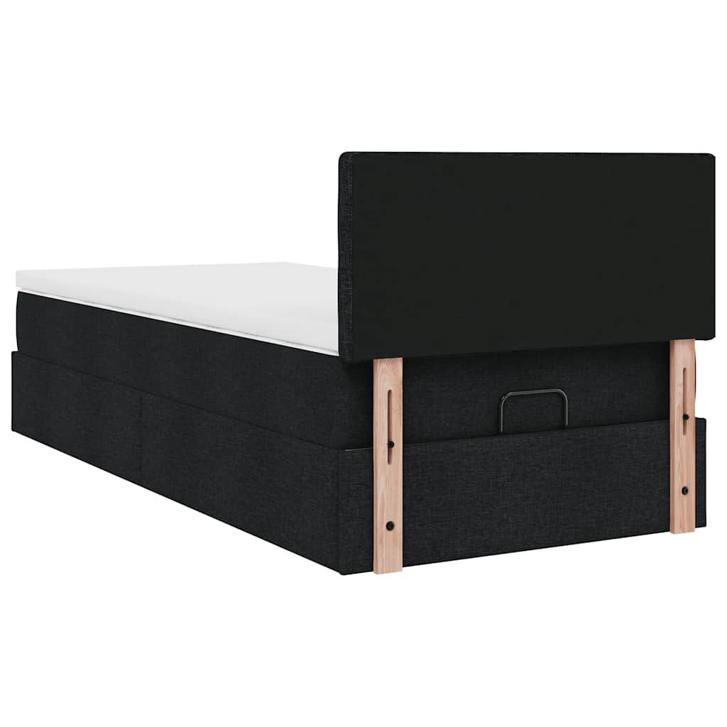 vidaXL Οθωμανικό κρεβάτι με στρώμα Μαύρο 90x190cm Ύφασμα