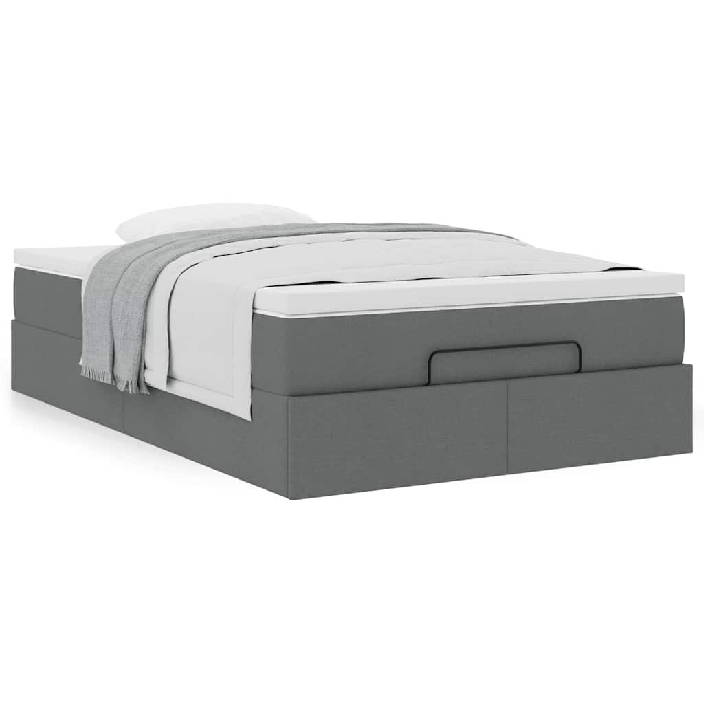 vidaXL Οθωμανικό κρεβάτι με στρώμα Σκούρο γκρι 120x190 cm Ύφασμα