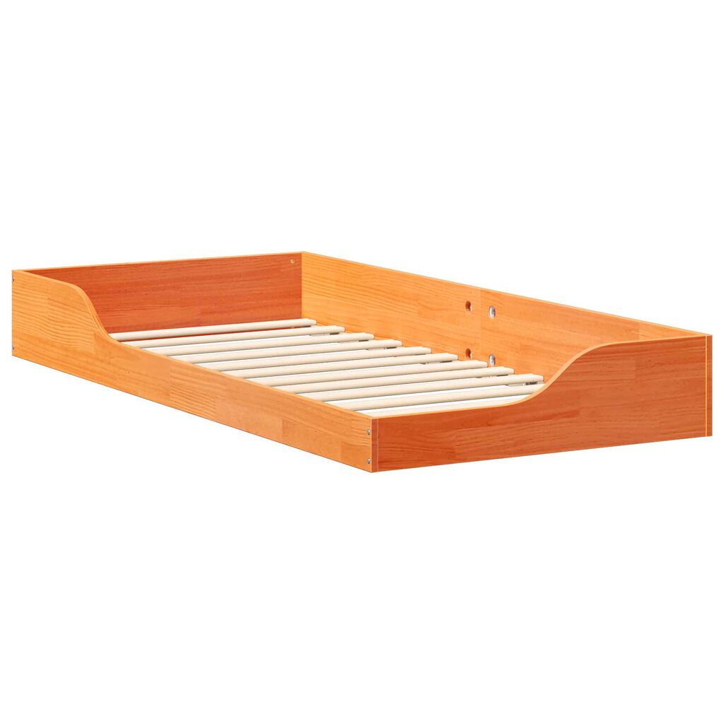 vidaXL Κρεβάτι δαπέδου Καφέ κεριού 80 x 200 cm Συμπαγές ξύλο πεύκου