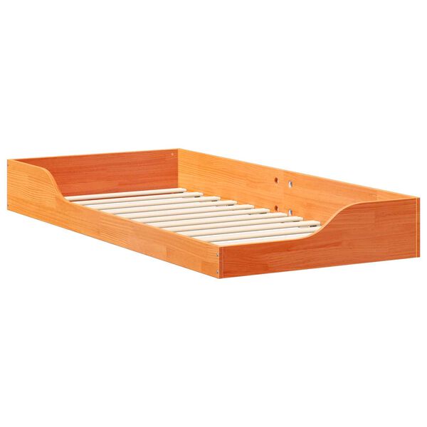 vidaXL Κρεβάτι δαπέδου Καφέ κεριού 80 x 200 cm Συμπαγές ξύλο πεύκου