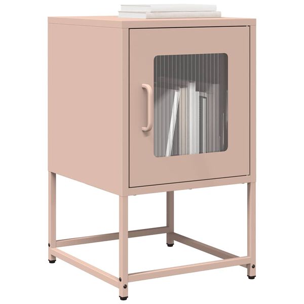 vidaXL Κομοδίνο ροζ 36x39x60,5 cm από χάλυβα ψυχρής έλασης