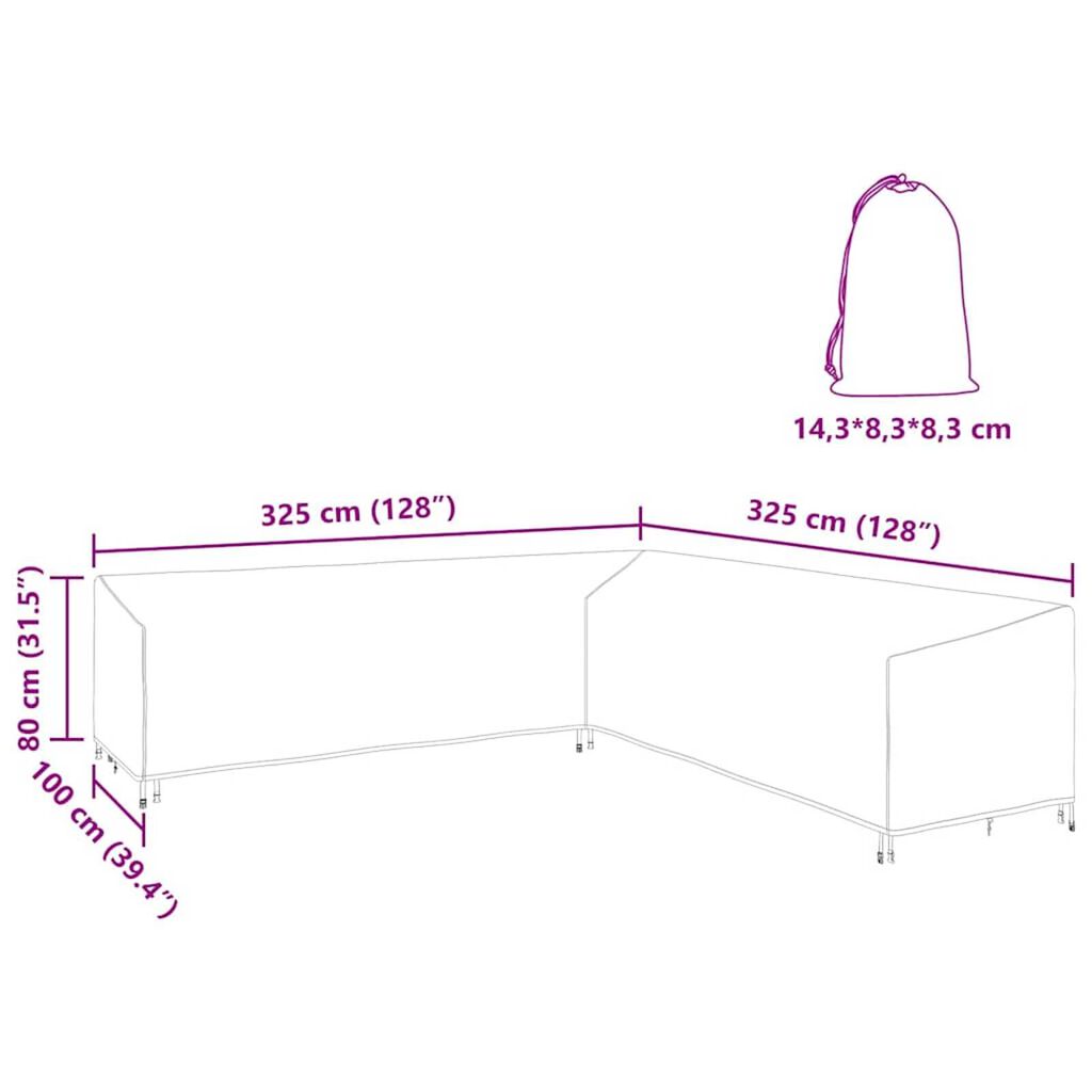 vidaXL Κάλυμμα επίπλων εξωτερικού χώρου 325 x 325 x 80 εκ.