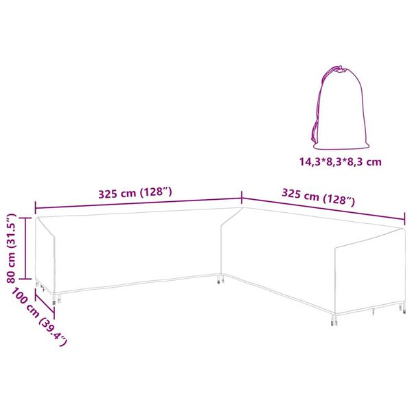 vidaXL Κάλυμμα επίπλων εξωτερικού χώρου 325 x 325 x 80 εκ.