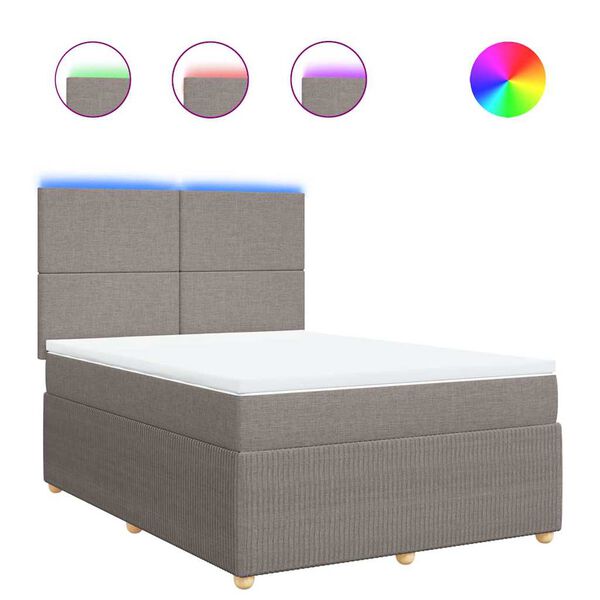 vidaXL Κρεβάτι Boxspring με Στρώμα Taupe 140x190 εκ. Υφασμάτινο