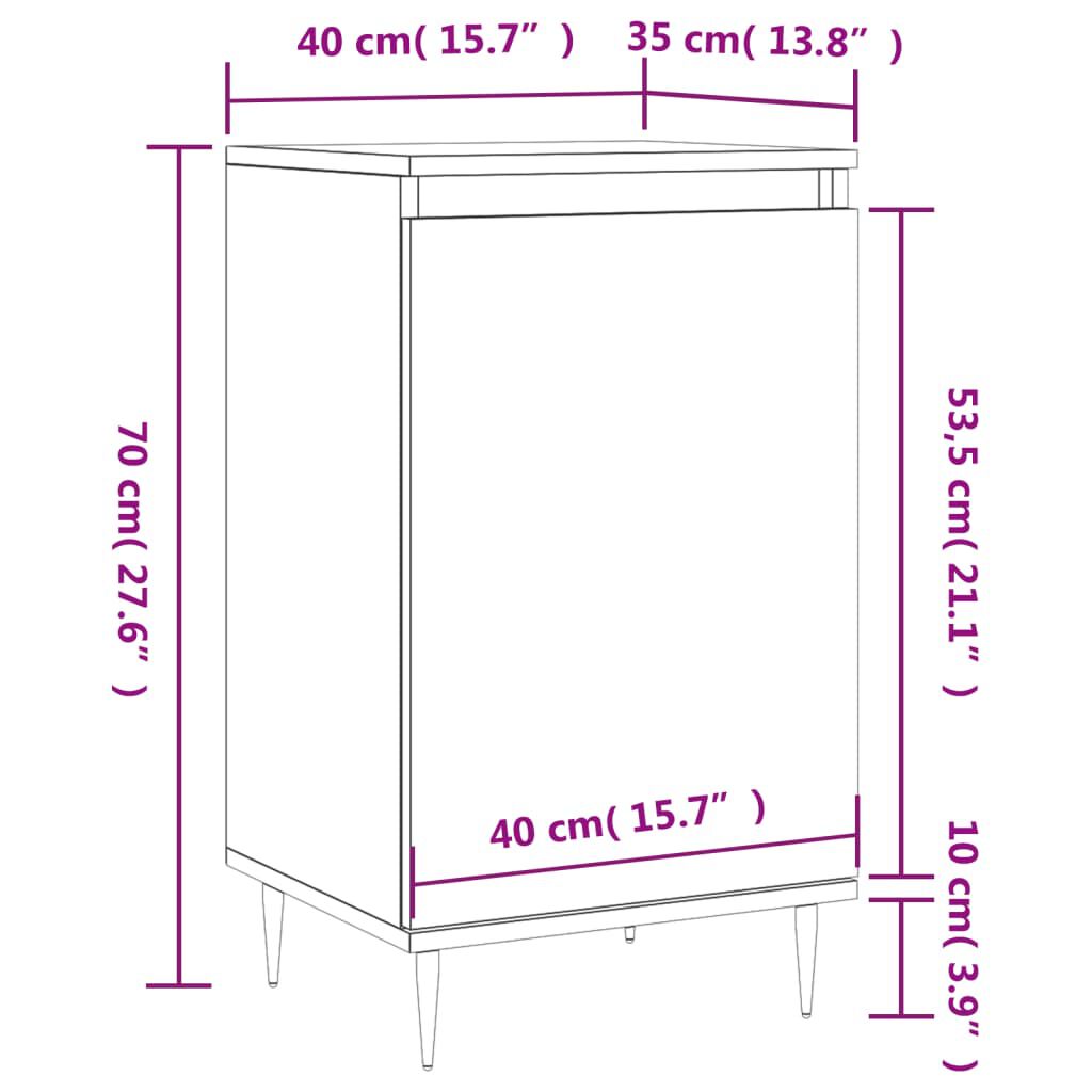 vidaXL Ντουλάπια 2 τεμ. Μαύρα 40 x 35 x 70 εκ. από Επεξεργασμένο Ξύλο