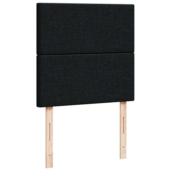 vidaXL Κρεβάτι Boxspring με Στρώμα Μαύρο 90x190 εκ.Υφασμάτινο