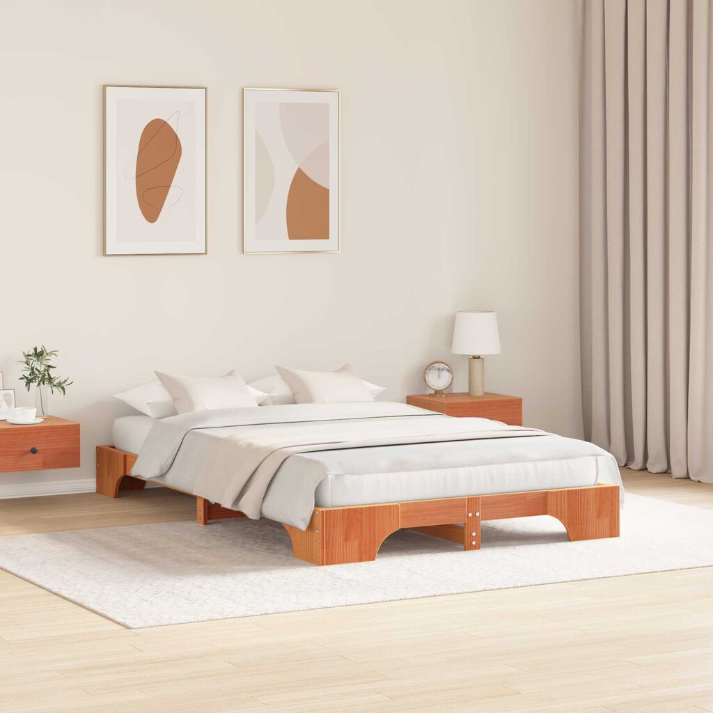 vidaXL Κρεβάτι Κερωμένο καφέ Ξύλο 120 x 200 cm Καφέ Κρεβάτι Ορθογώνιο