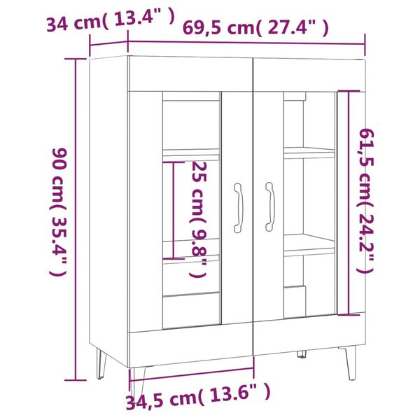 vidaXL Ντουλάπι Λευκό 69,5 x 34 x 90 εκ. από Επεξεργασμένο Ξύλο