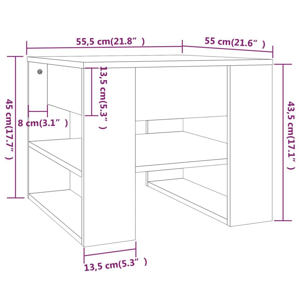 vidaXL Τραπεζάκι Σαλονιού Γκρι Σκυρ. 55,5x55x45 εκ. Επεξεργασμένο Ξύλο
