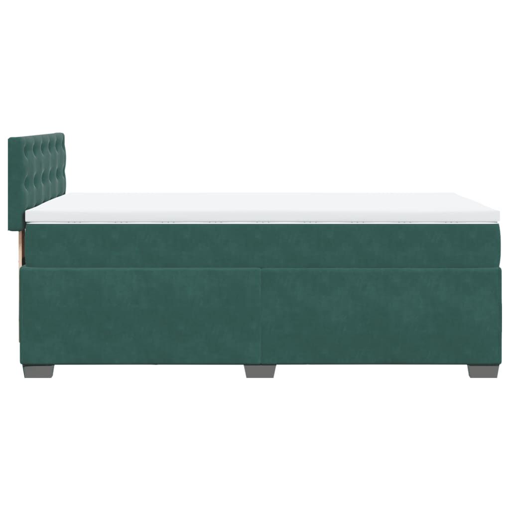 vidaXL Κρεβάτι Boxspring με Στρώμα Σκούρο Πράσινο 80x200 εκ. Βελούδινο