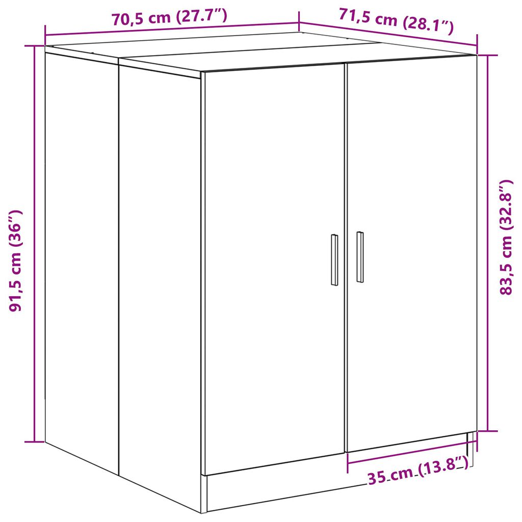 VidaXL Ντουλάπα Πλυντηρίου Μαύρη Δρυς 70,5x71,5x91,5 εκ από Επεξεργασμένο Ξύλο