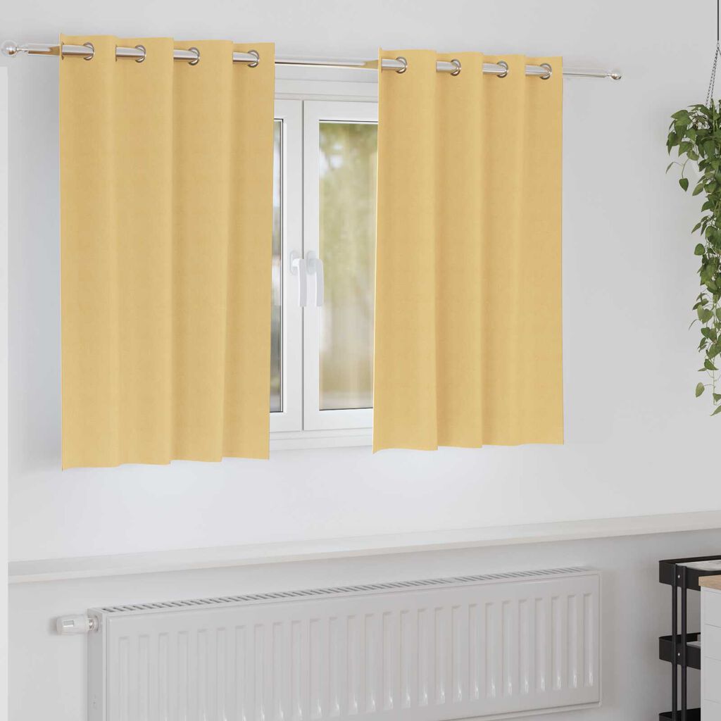 vidaXL Κουρτίνες με κουρτίνες 2 pcs Μπεζ 140 x 140 cm Πολυεστέρας