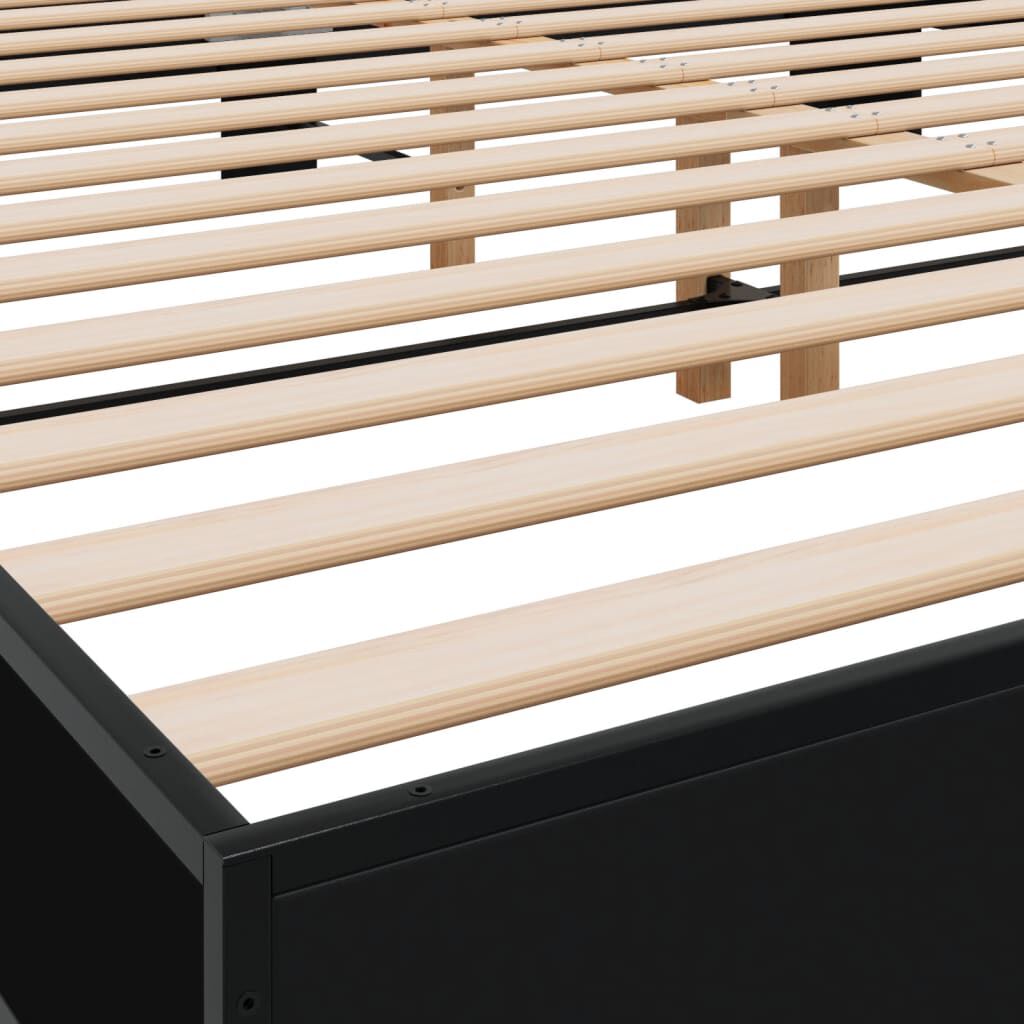 vidaXL Πλαίσιο Κρεβατιού Μαύρο 180 x 200 εκ. Επεξ. Ξύλο & Μέταλλο