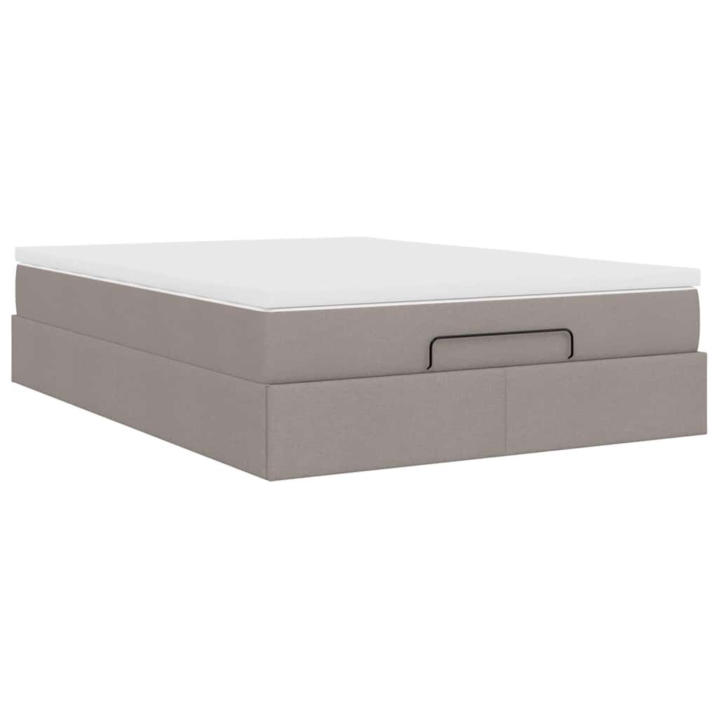 vidaXL Οθωμανικό κρεβάτι με στρώμα Taupe 140x200cm ύφασμα