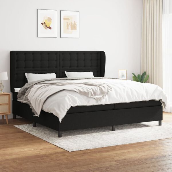 vidaXL &Kappa;&rho;&epsilon;&beta;ά&tau;&iota; Boxspring &mu;&epsilon; &Sigma;&tau;&rho;ώ&mu;&alpha; &Mu;&alpha;ύ&rho;&omicron; 200x200 &epsilon;&kappa;. &Upsilon;&phi;&alpha;&sigma;&mu;ά&tau;&iota;&nu;&omicron;