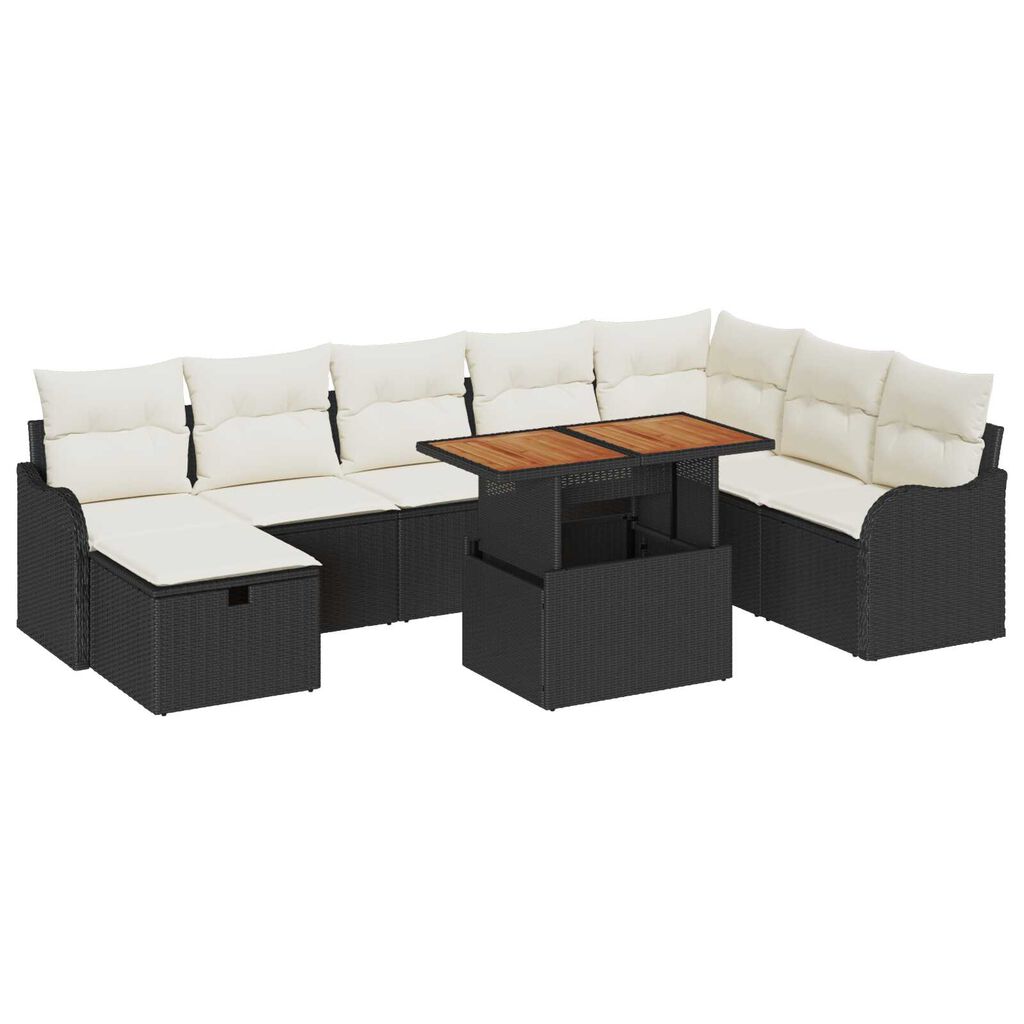 vidaXL Σετ Καναπέ Κήπου 9 pcs Μαύρο συνθετικό ρατάν