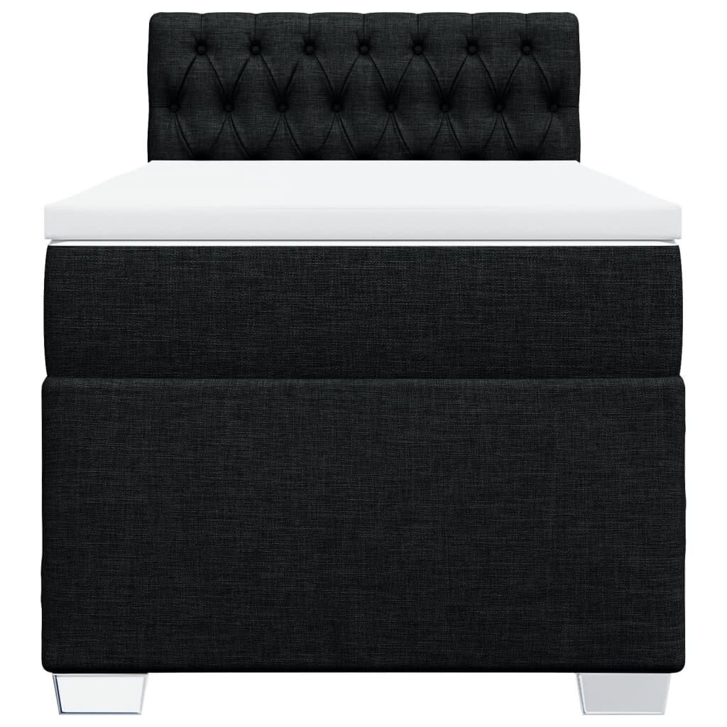 vidaXL Κρεβάτι Boxspring με Στρώμα Μαύρο 100 x 200 εκ. Υφασμάτινο