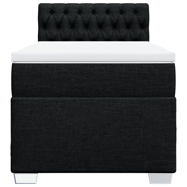 vidaXL Κρεβάτι Boxspring με Στρώμα Μαύρο 100 x 200 εκ. Υφασμάτινο