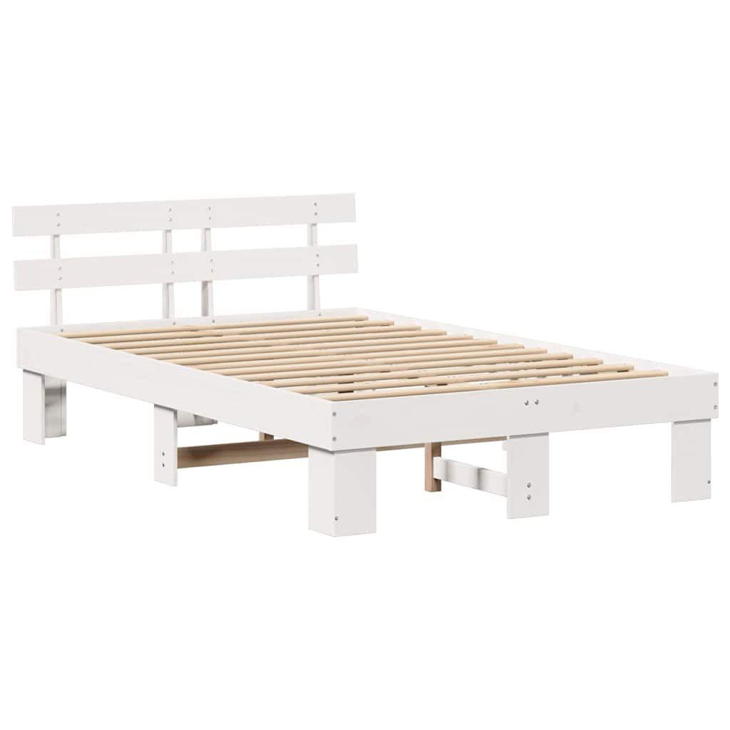 vidaXL Σκελετός Κρεβατιού Λευκό 120 x 200 cm Μασίφ ξύλο πεύκου