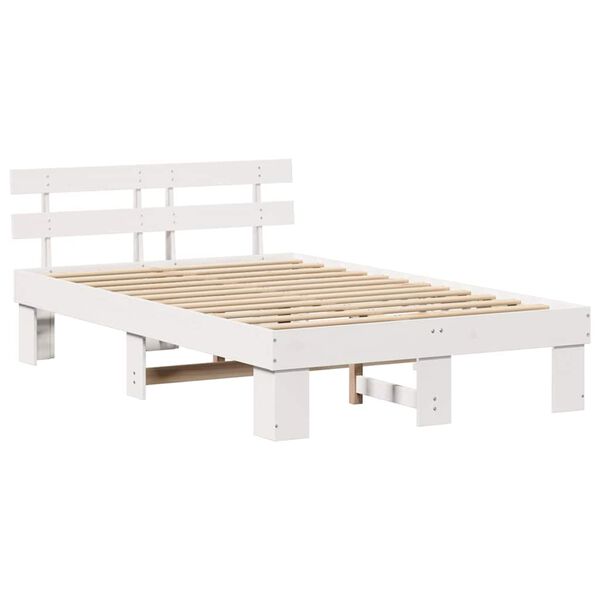 vidaXL Σκελετός Κρεβατιού Λευκό 120 x 200 cm Μασίφ ξύλο πεύκου