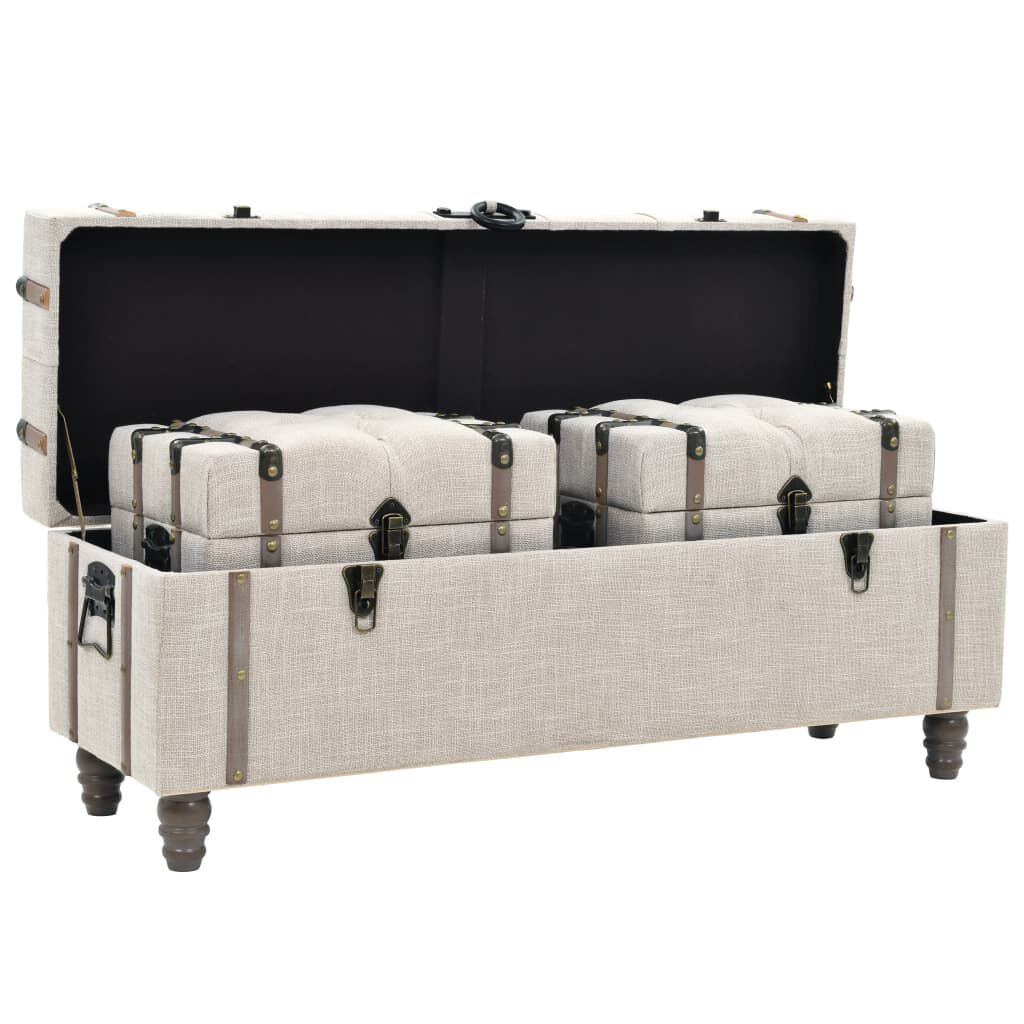 vidaXL Σετ Πάγκων Αποθήκευσης 3 τεμ. 112x37x45 εκ. Μασίφ Ξύλο / Ατσάλι