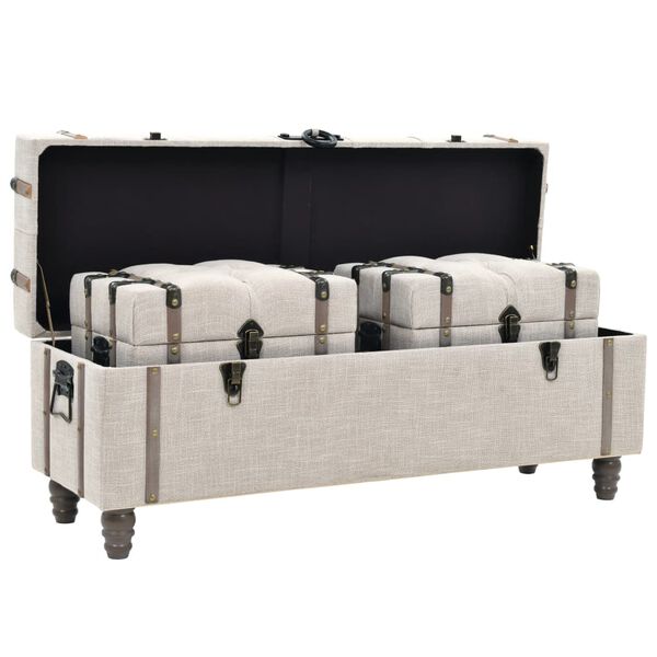 vidaXL Σετ Πάγκων Αποθήκευσης 3 τεμ. 112x37x45 εκ. Μασίφ Ξύλο / Ατσάλι