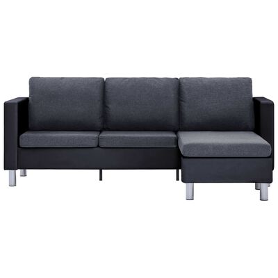 282205 vidaXL 3-Seater Sofa with Cushions Black Faux Leather