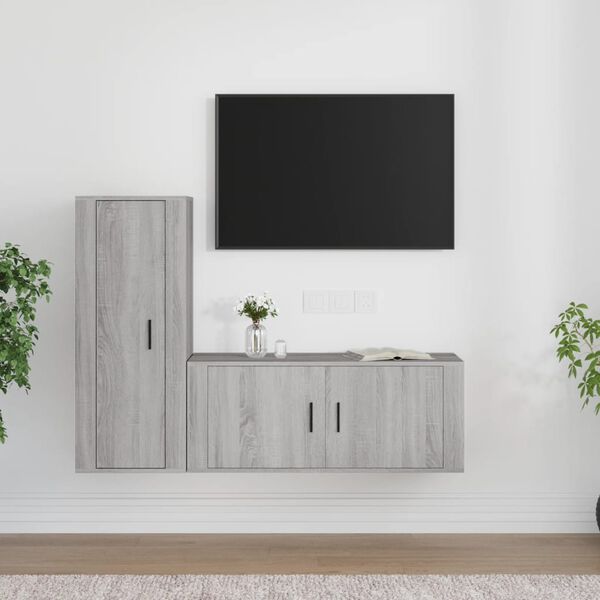 vidaXL Σετ Επίπλων Τηλεόρασης 2 Τεμαχίων Γκρι Sonoma Επεξεργ. Ξύλο
