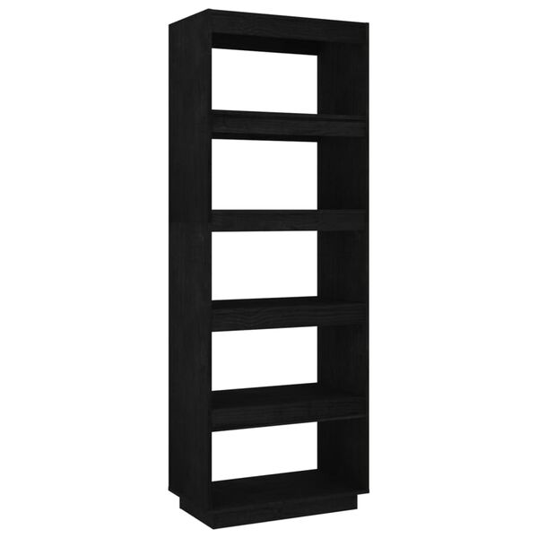 vidaXL Βιβλιοθήκη/Διαχωριστικό Χώρου Μαύρο 60x35x167 εκ. Μασίφ Πεύκο