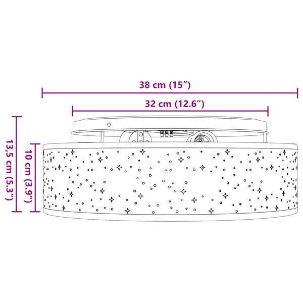 vidaXL Λάμπα Οροφής Μαύρο 38 x 13.5 εκ. ύφασμα