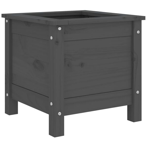 vidaXL Ζαρντινιέρα Γκρι 40 x 40 x 39 εκ. από Μασίφ Ξύλο Πεύκου