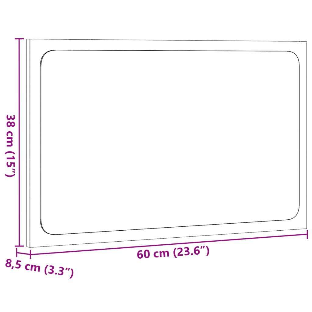 vidaXL LED Καθρέφτης Μπάνιου Καφέ Δρυς 60x8,5x38 εκ. Επεξεργ. Ξύλο
