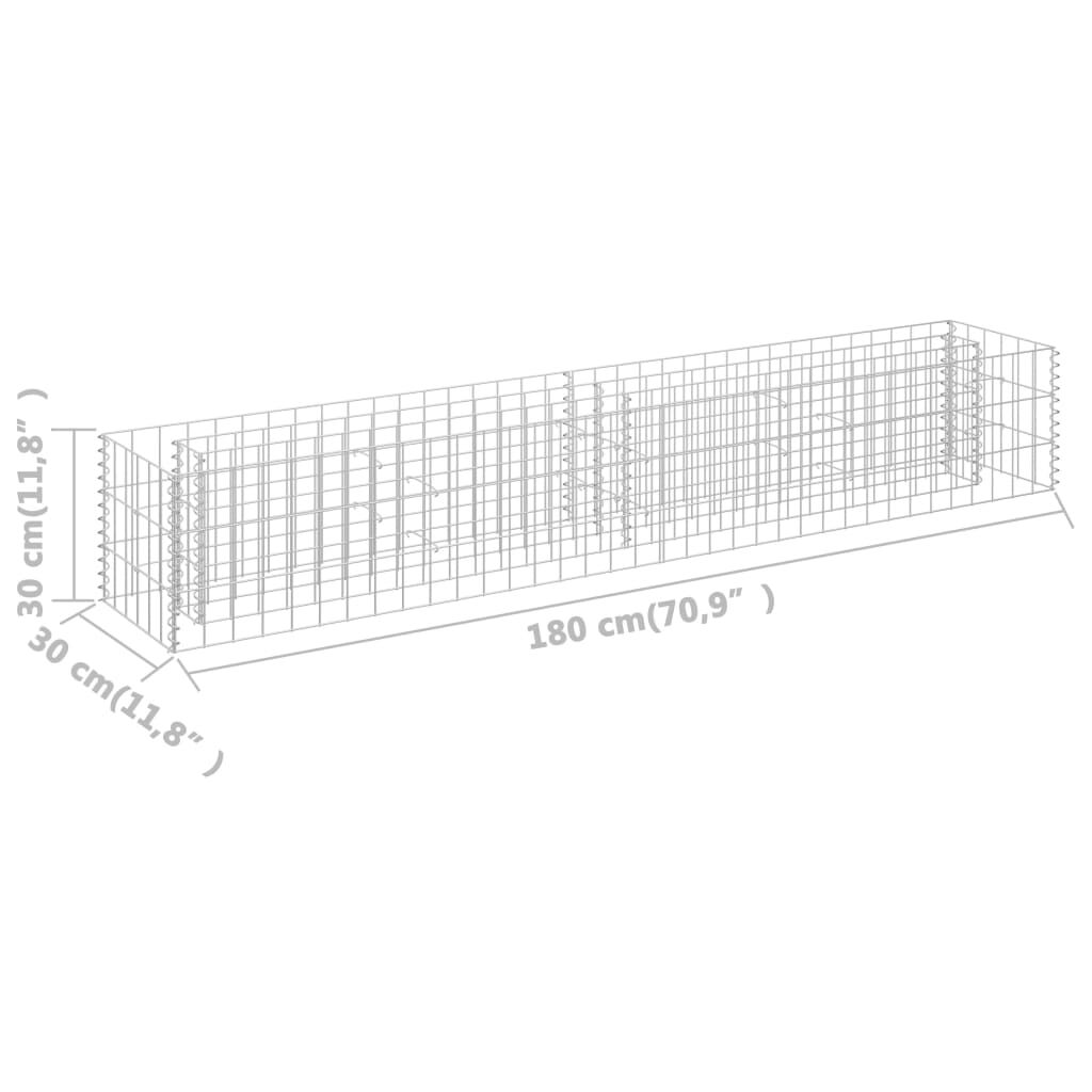 vidaXL Συρματοκιβώτιο-Γλάστρα Υπερυψωμένη 180x30x30 εκ. Γαλβ. Χάλυβας