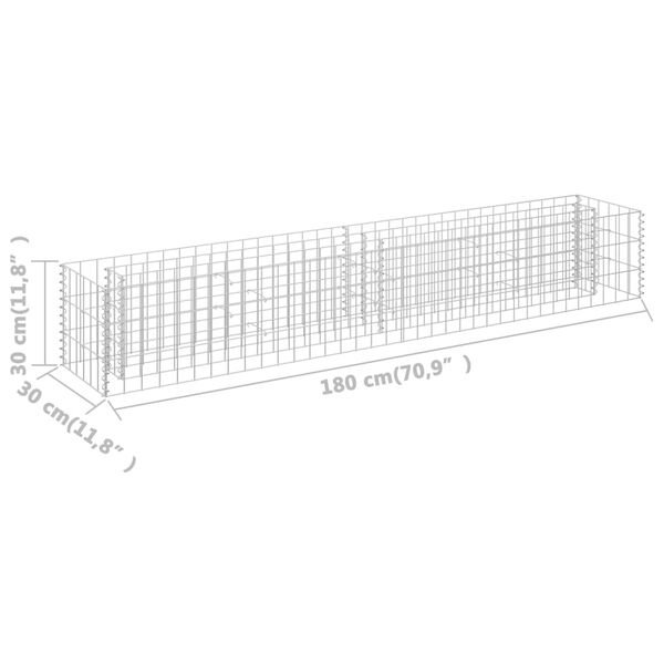 vidaXL Συρματοκιβώτιο-Γλάστρα Υπερυψωμένη 180x30x30 εκ. Γαλβ. Χάλυβας