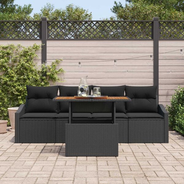 vidaXL Σετ Καναπέ Κήπου με μαξιλάρι 5 pcs Μαύρο Πολυ ράταν